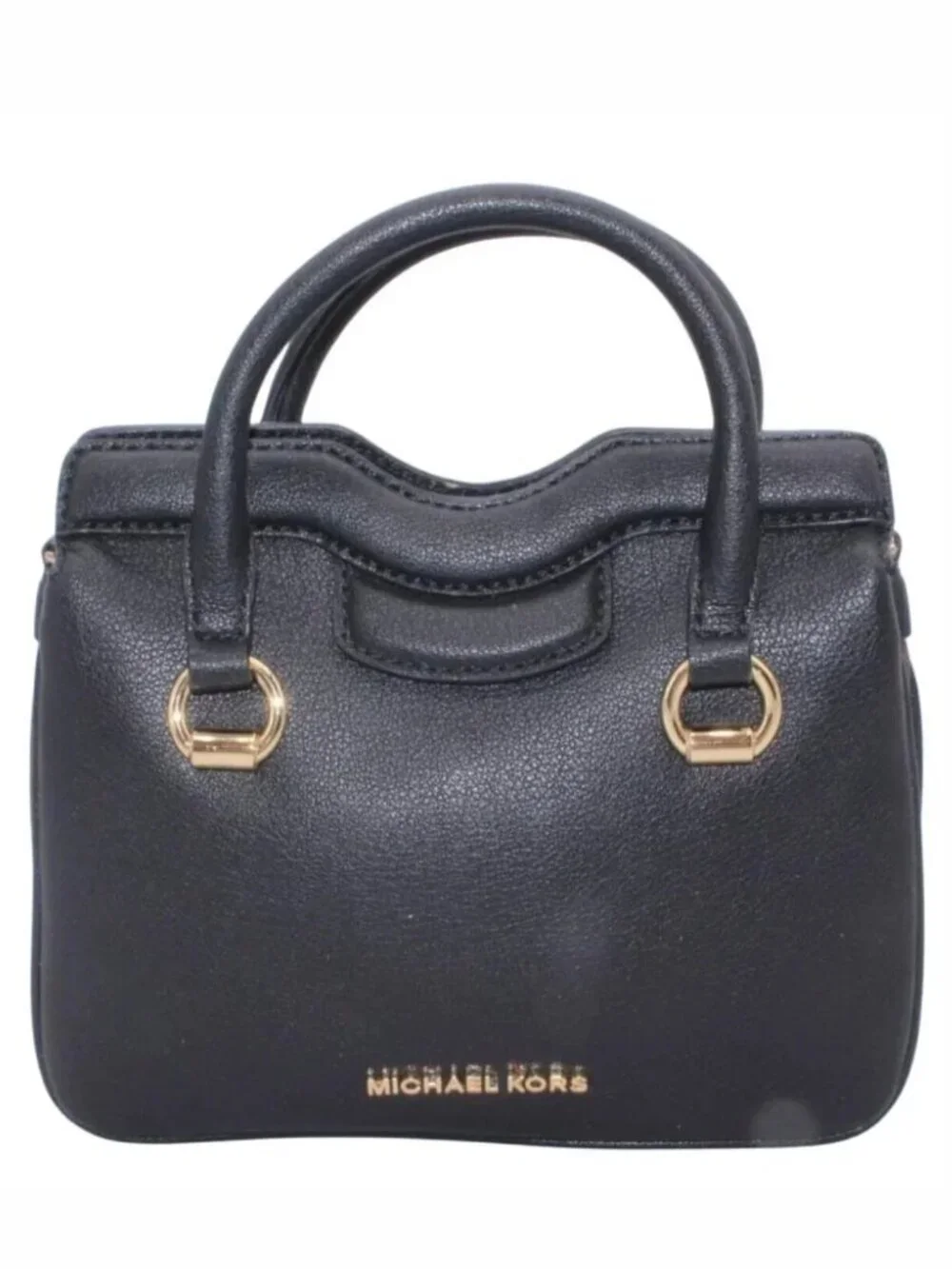 Michael Kors SATCHEL Shoulder Bag Purse Logo Black Leather Gold New No Strap